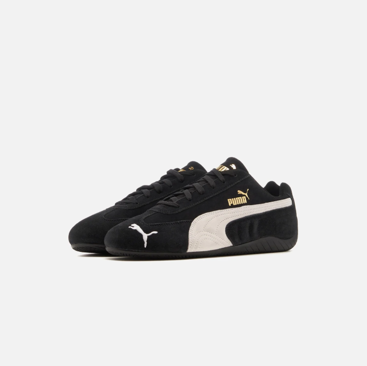 PUMA Low-Profile Sneakers – Black & Cream with Gold Accents
