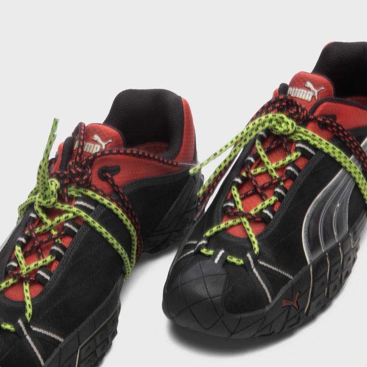 PUMA Low-Top Sneakers – Black & Silver with Red Accents