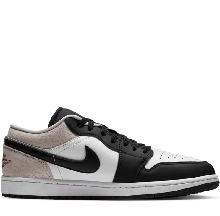 Air Jordan Low-Top Sneakers – Black & White with Crackle-Texture Heel