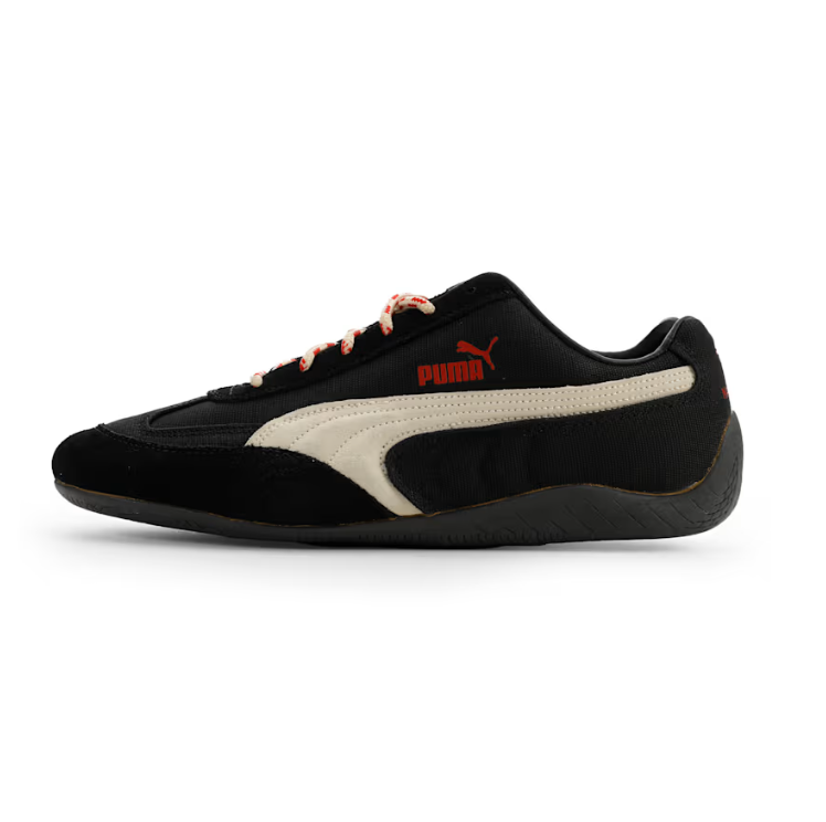PUMA Low-Profile Sneakers – Black & Cream with Red Accents