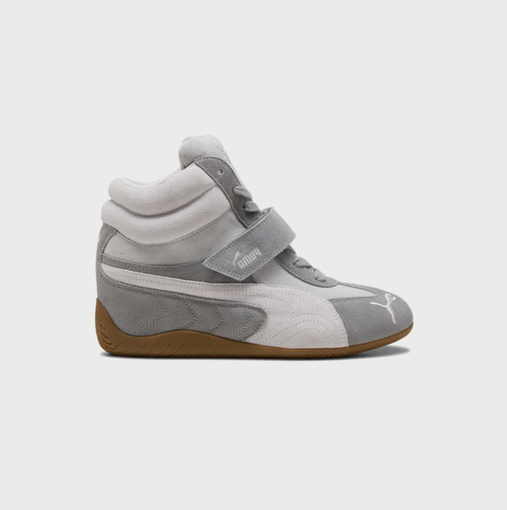 PUMA High-Top Sneakers – Gray & White with Gum Sole