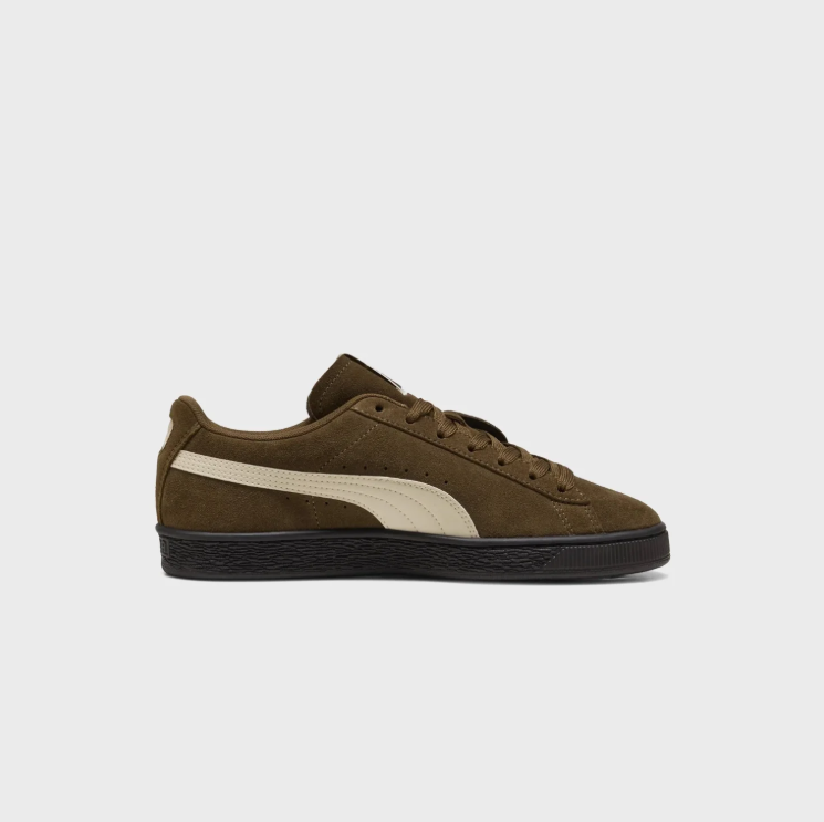 PUMA Retro Low-Top Sneakers – Olive Brown & Cream with Black Sole