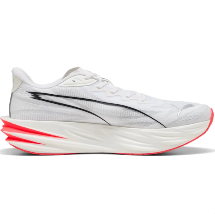 PUMA Sport Low-Top Sneakers – White & Black with Coral Red Accents