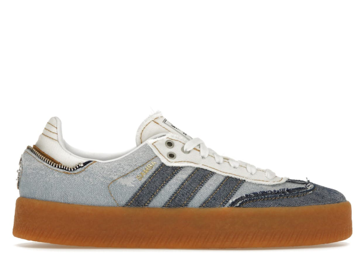 adidas Samba Denim-Look Sneakers – Blue Patchwork & Gum Sole
