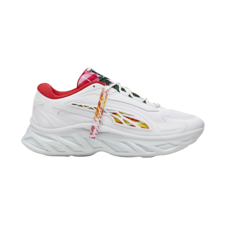PUMA Chunky Low-Top Sneakers – White with Red & Multicolor Accents