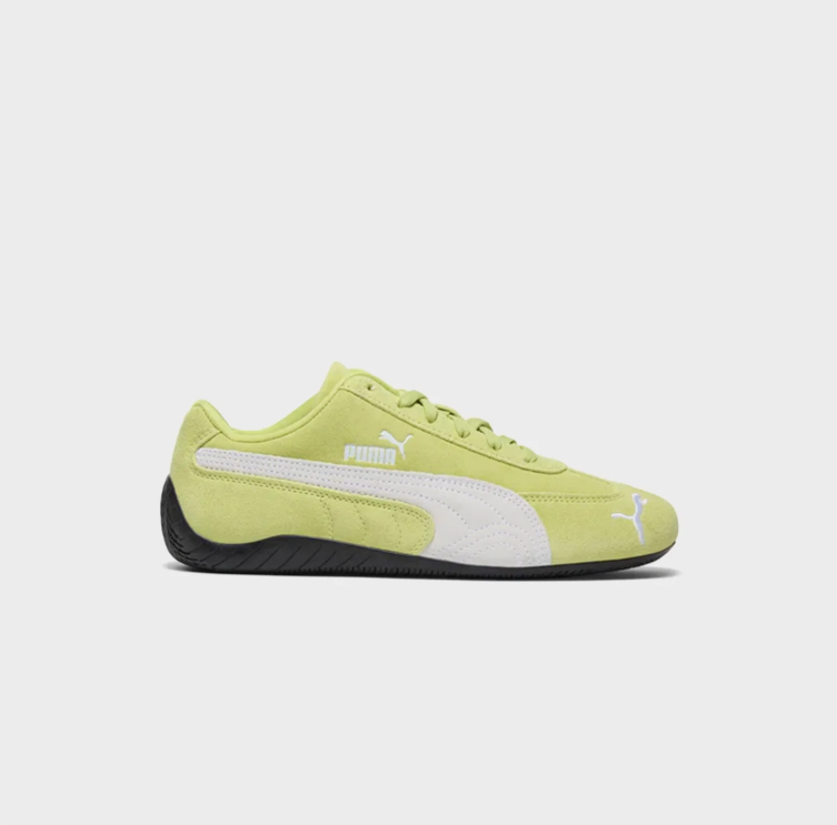 PUMA Low-Profile Sneakers – Lime & White with Black Sole