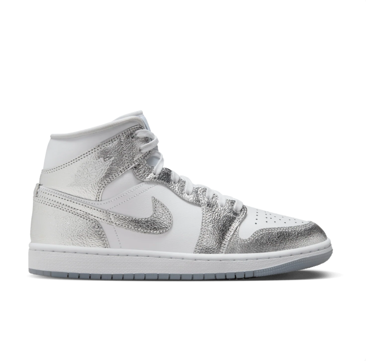 Air Jordan High-Top Sneakers – White & Metallic Silver