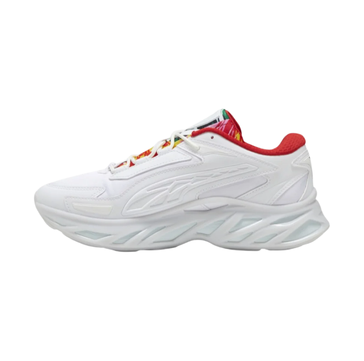PUMA Chunky Low-Top Sneakers – White with Red & Multicolor Accents