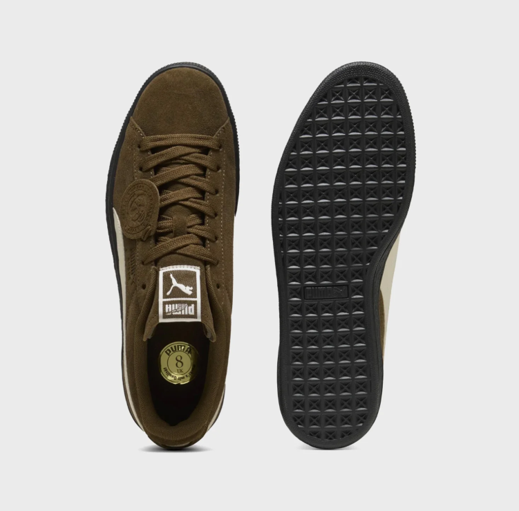 PUMA Retro Low-Top Sneakers – Olive Brown & Cream with Black Sole