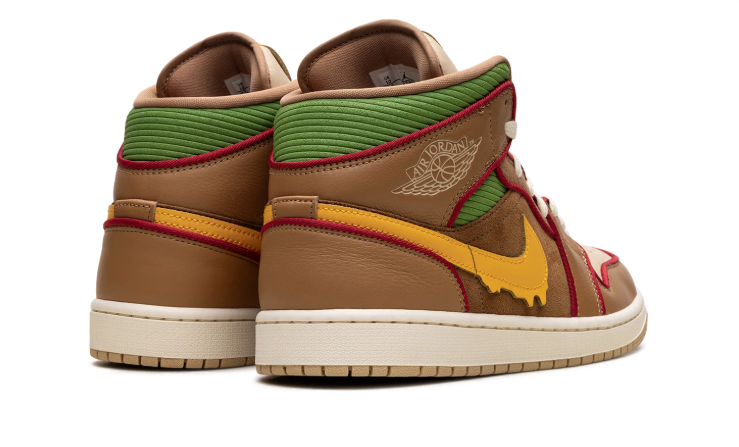 Air Jordan High-Top Sneakers – Brown & Tan with Yellow Drip Swoosh