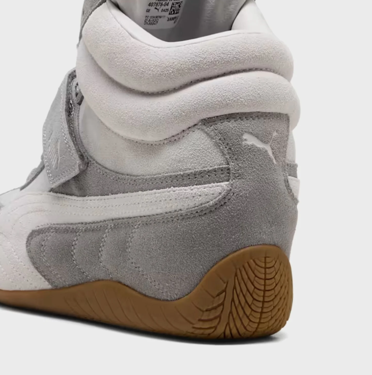 PUMA High-Top Sneakers – Gray & White with Gum Sole