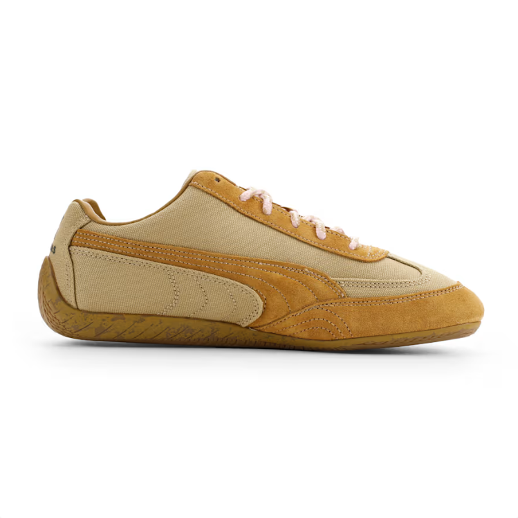 PUMA Low-Profile Sneakers – Sand & Golden Tan with Pink Laces
