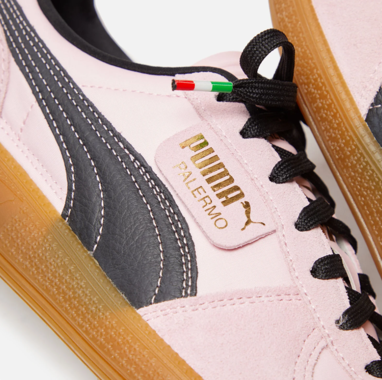 PUMA Palermo Low-Top Sneakers – Pale Pink & Black with Gum Sole