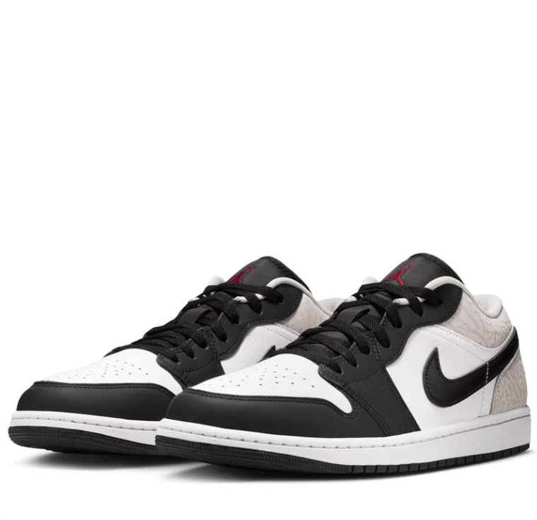 Air Jordan Low-Top Sneakers – Black & White with Crackle-Texture Heel