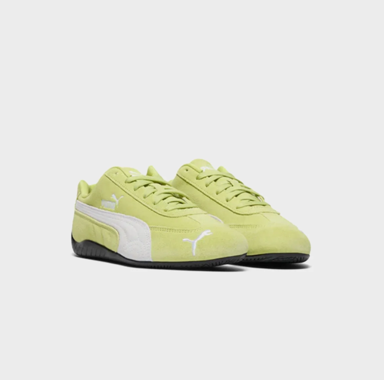 PUMA Low-Profile Sneakers – Lime & White with Black Sole