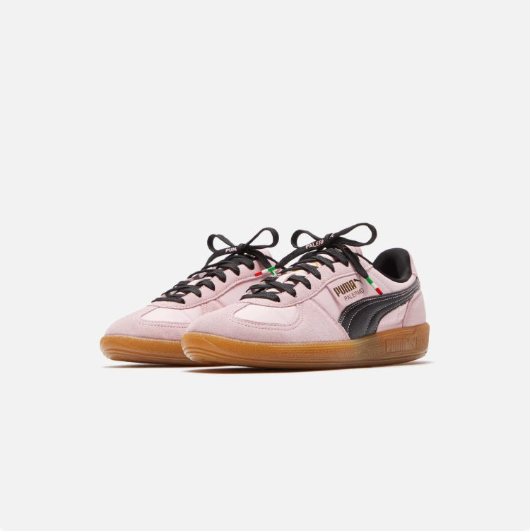 PUMA Palermo Low-Top Sneakers – Pale Pink & Black with Gum Sole