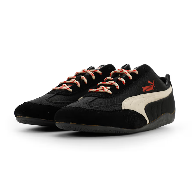 PUMA Low-Profile Sneakers – Black & Cream with Red Accents