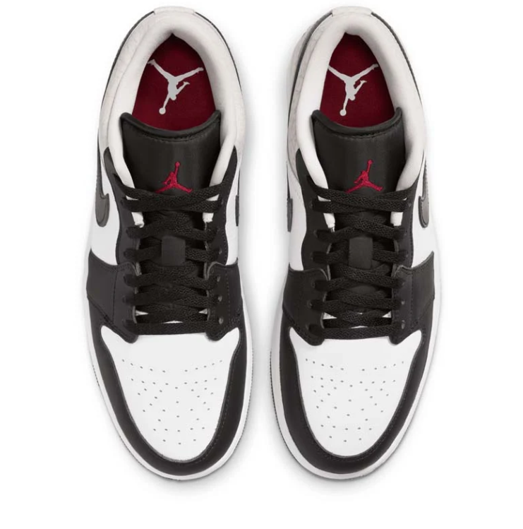 Air Jordan Low-Top Sneakers – Black & White with Crackle-Texture Heel