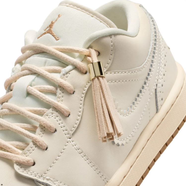 Air Jordan Low-Top Sneakers – Cream & Gold with Tassel Detail