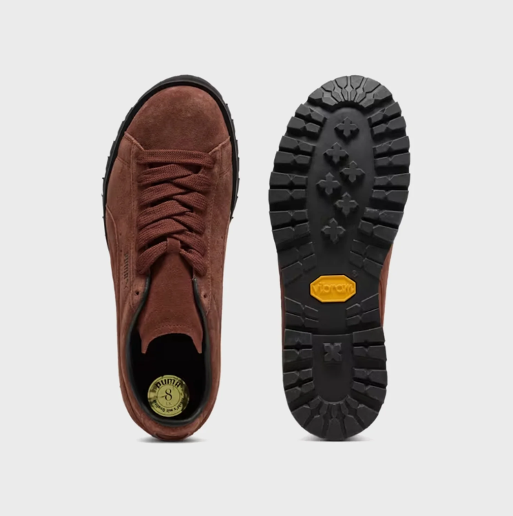 PUMA Retro Sneakers – Rust Brown with Chunky Black Sole
