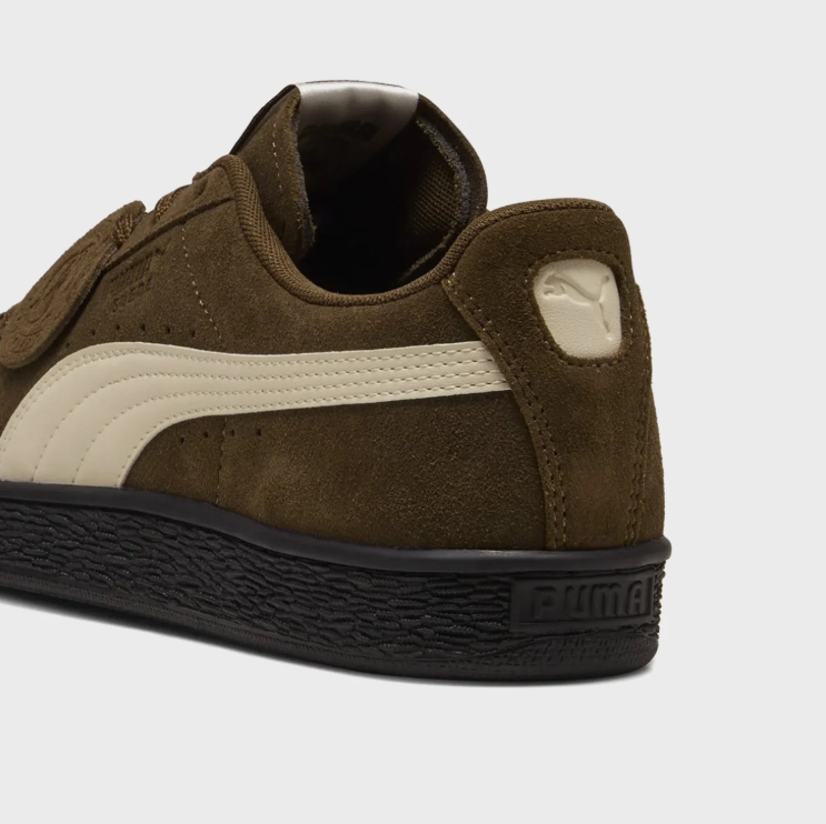 PUMA Retro Low-Top Sneakers – Olive Brown & Cream with Black Sole