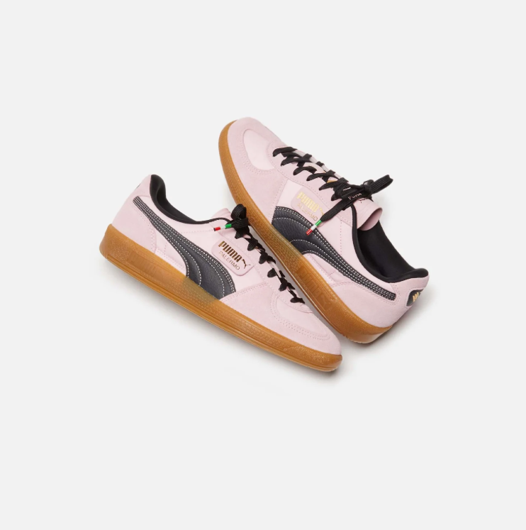 PUMA Palermo Low-Top Sneakers – Pale Pink & Black with Gum Sole