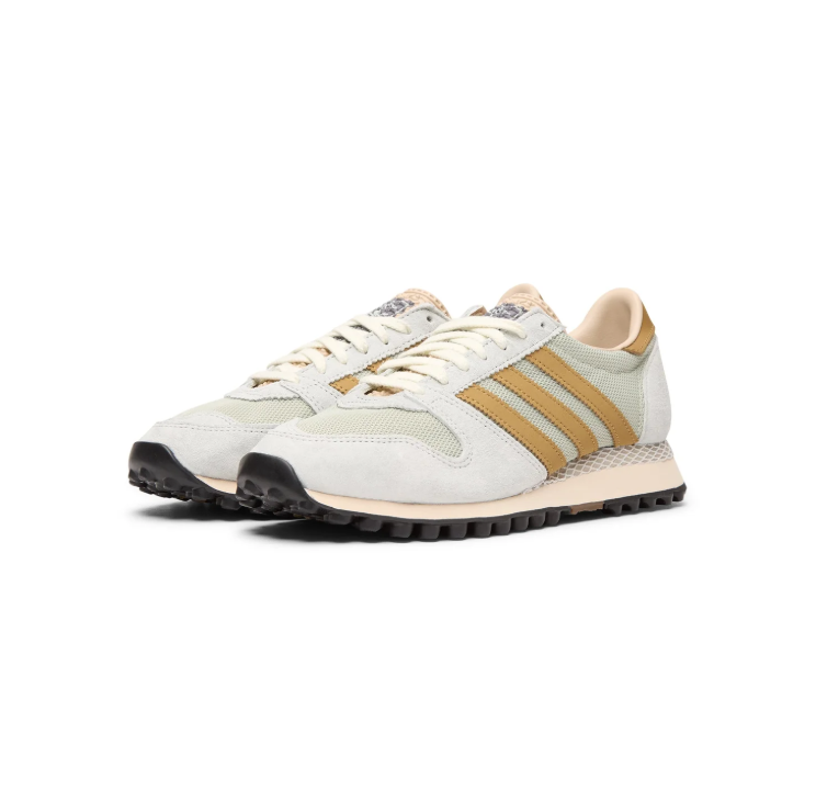 adidas Retro Runner Sneakers – Light Gray & Golden Tan